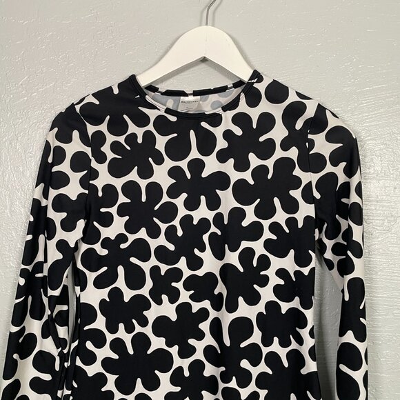 Marimekko for Target Girls S Black White Floral Rash Guard Swim Long Sleeve - Picture 3 of 7